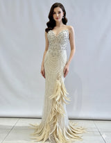 Vestido largo plumas TYS091