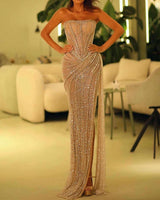 Vestido largo pedreria SLY8072
