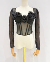 Top de flores manga larga WH1796