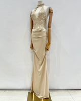 Vestido largo halter brillo 1757