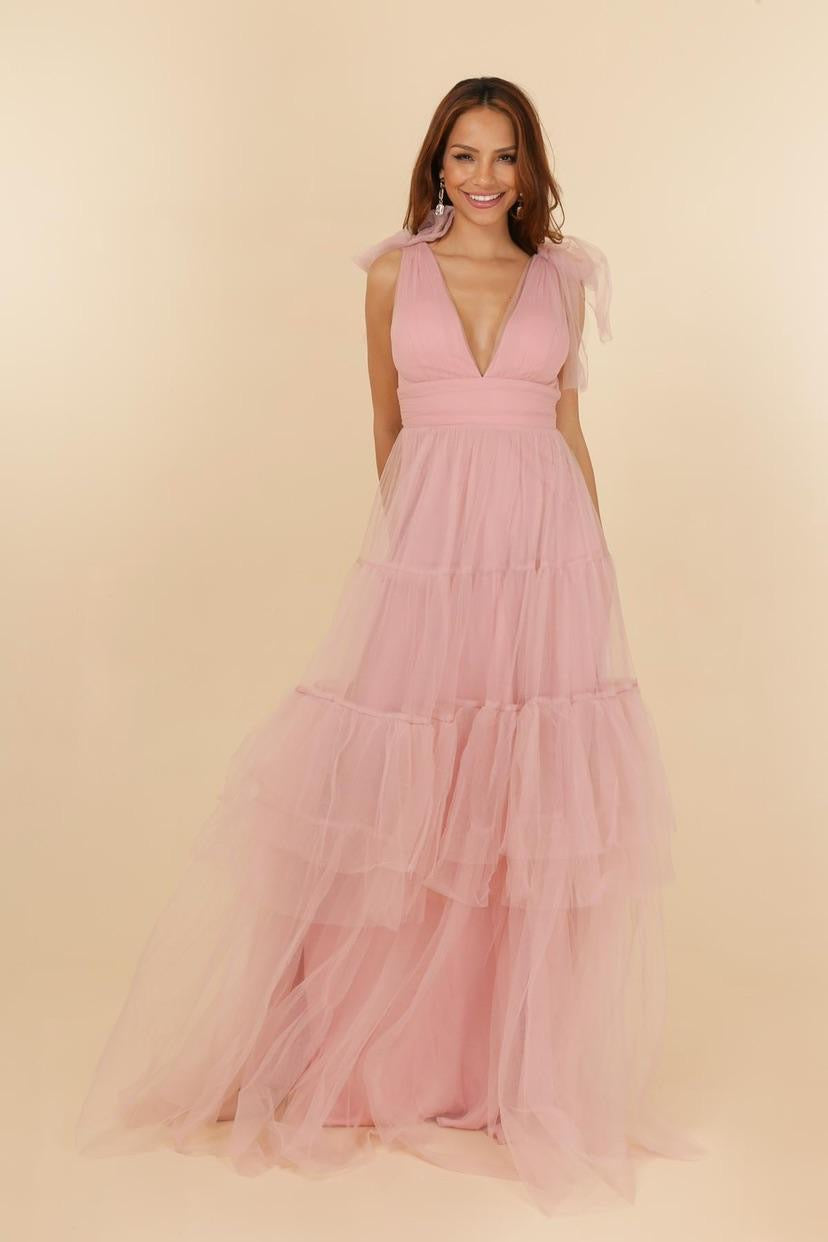 Vestido largo de tul 99139-A