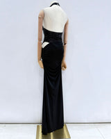 Vestido largo halter brillo 1757
