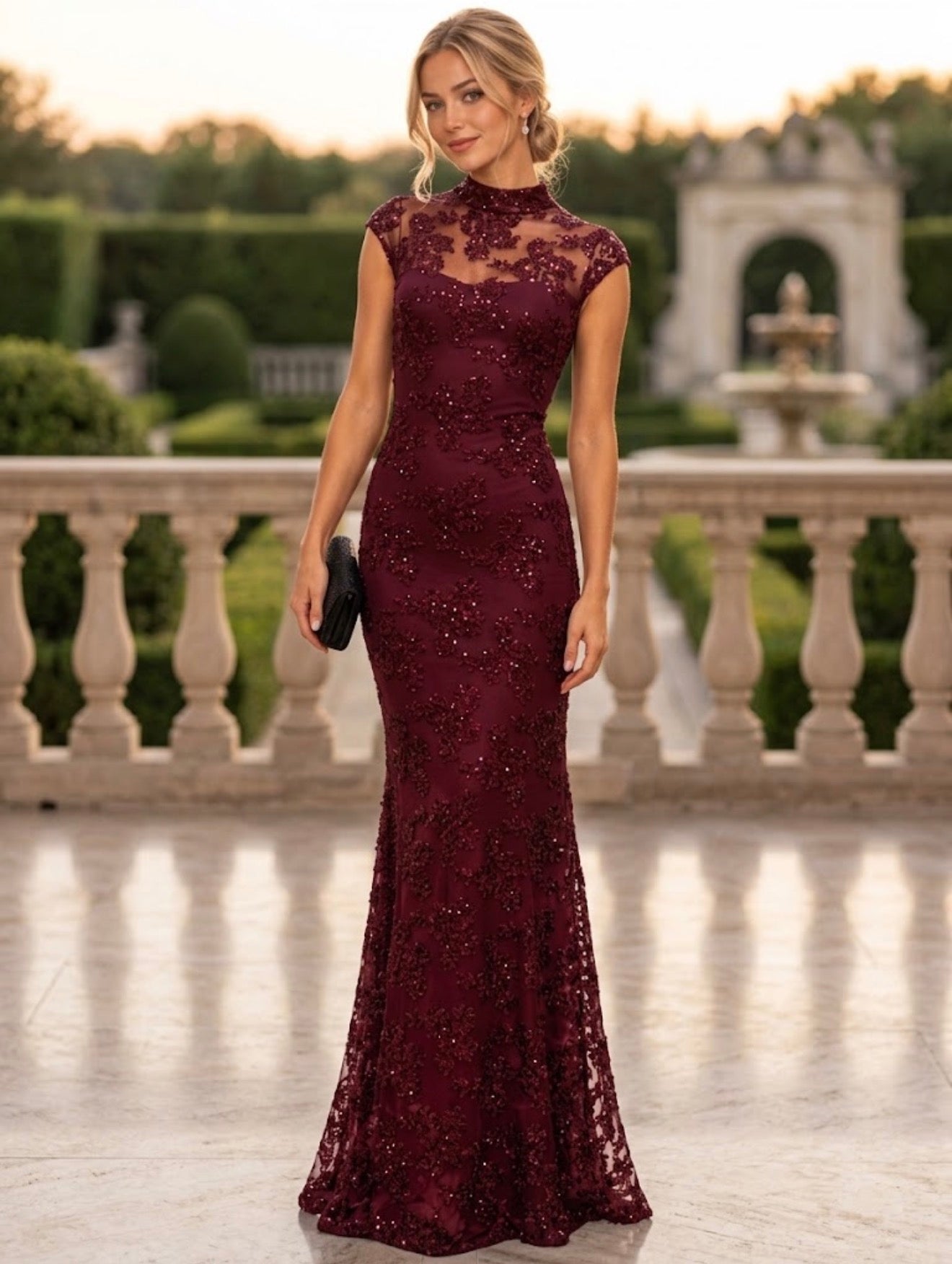 Vestido largo de lentejuelas 16088