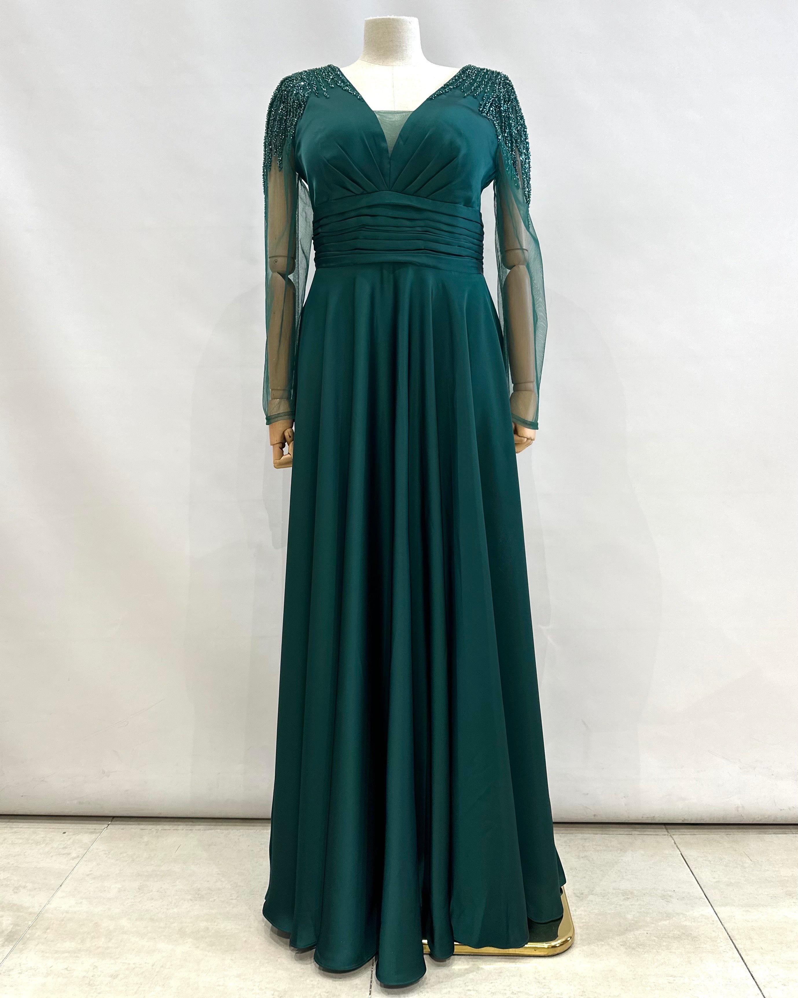 Vestido largo con mangas R8346