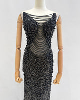 Vestido largo perlas TYS046