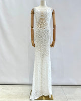 Vestido largo perlas TYS046