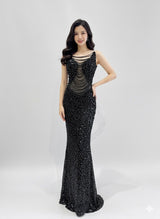 Vestido largo perlas TYS046