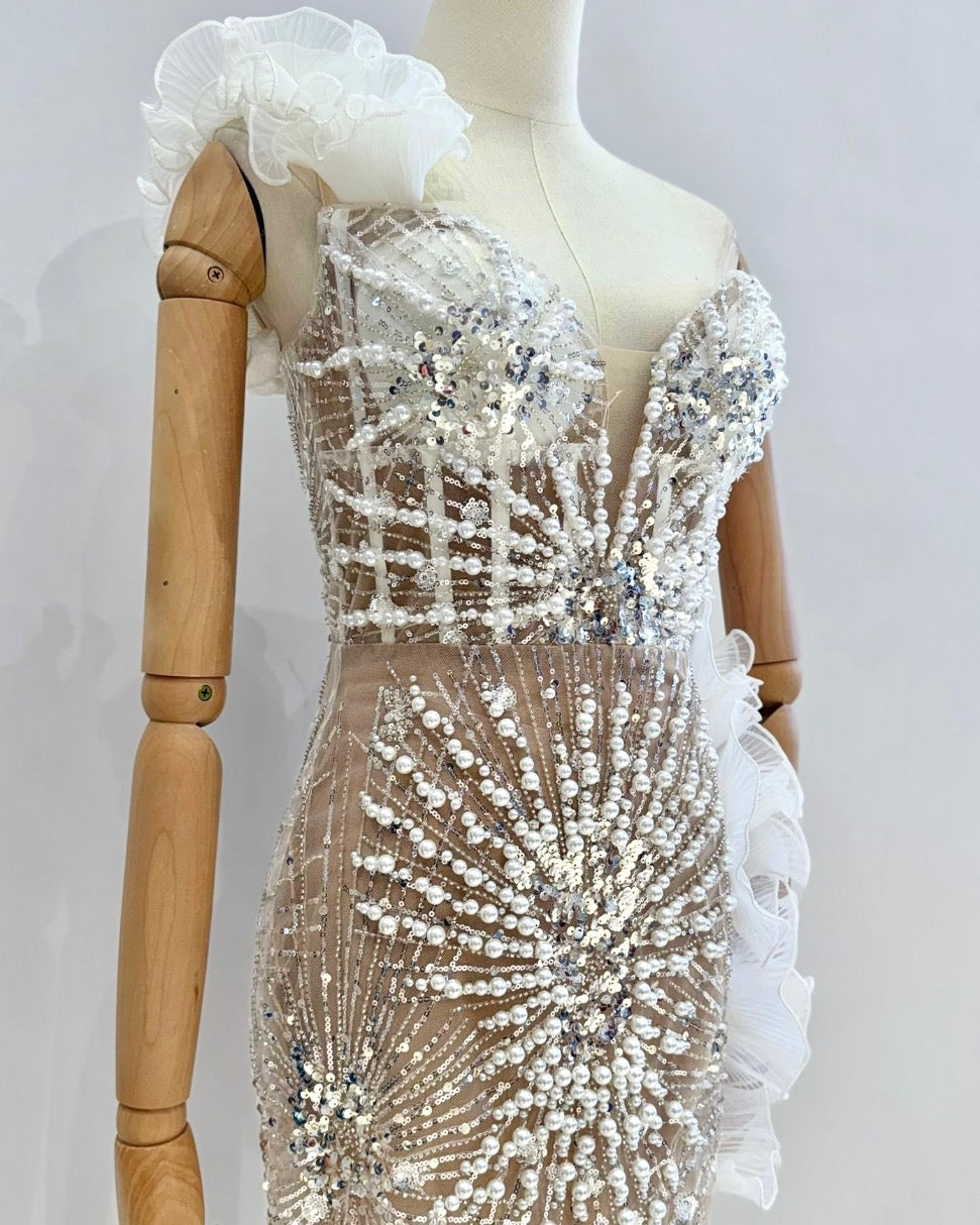 Vestido largo perlas LYS739