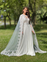 Long dress with sleeves and cape TL-36