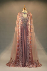 Long dress with sleeves and cape TL-36