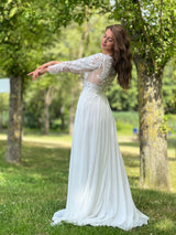 Long dress with sleeves and cape TL-36