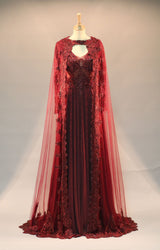 Long dress with sleeves and cape TL-36