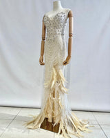 Vestido largo plumas TYS091