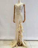 Vestido largo plumas TYS091