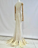Vestido largo plumas TYS091