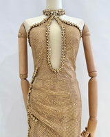 Vestido largo malla brillo TYS111