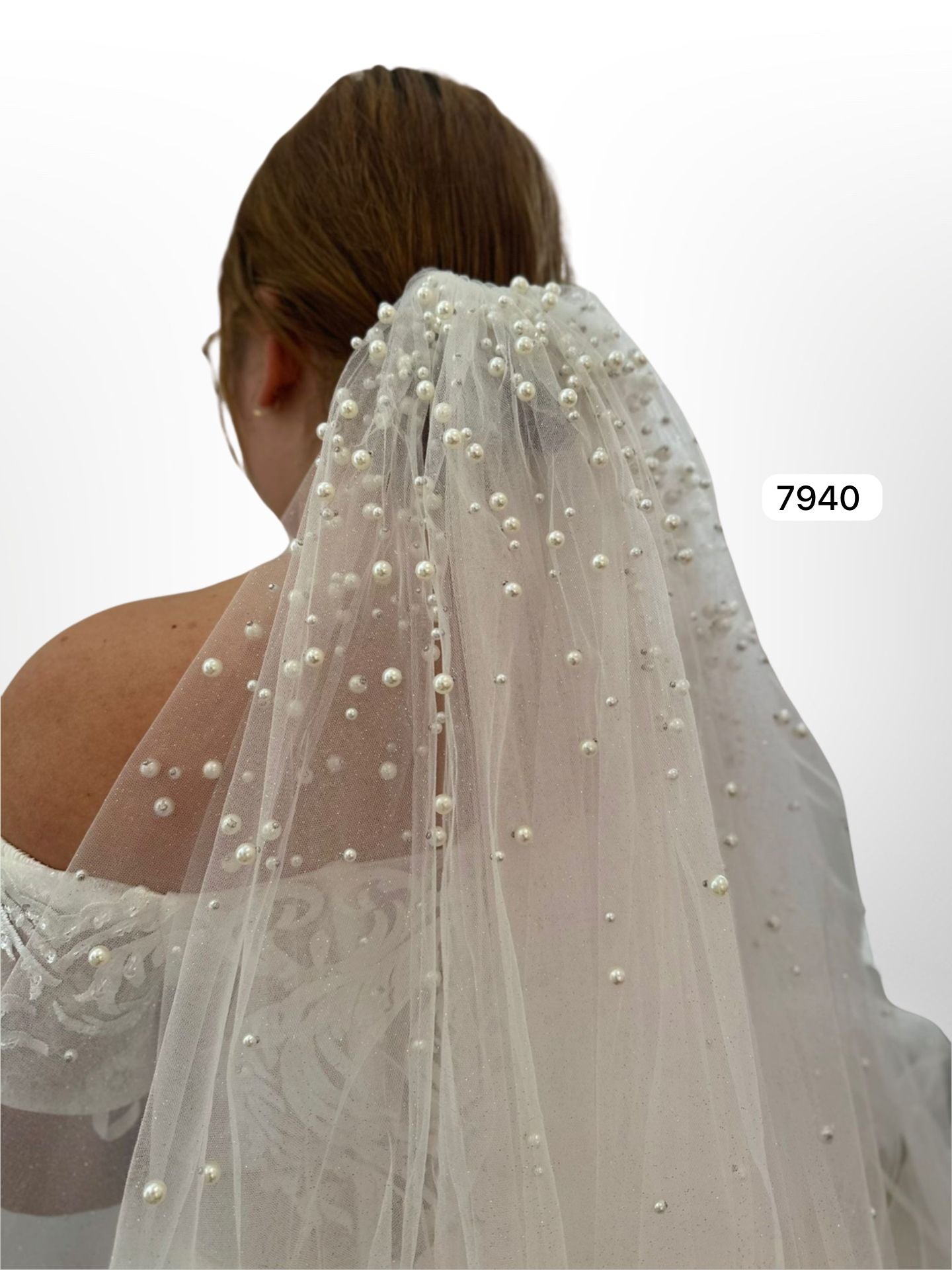 Bridal veil glitter and pearls VL7940