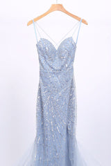 Long dress embroidered with rhinestones F8010