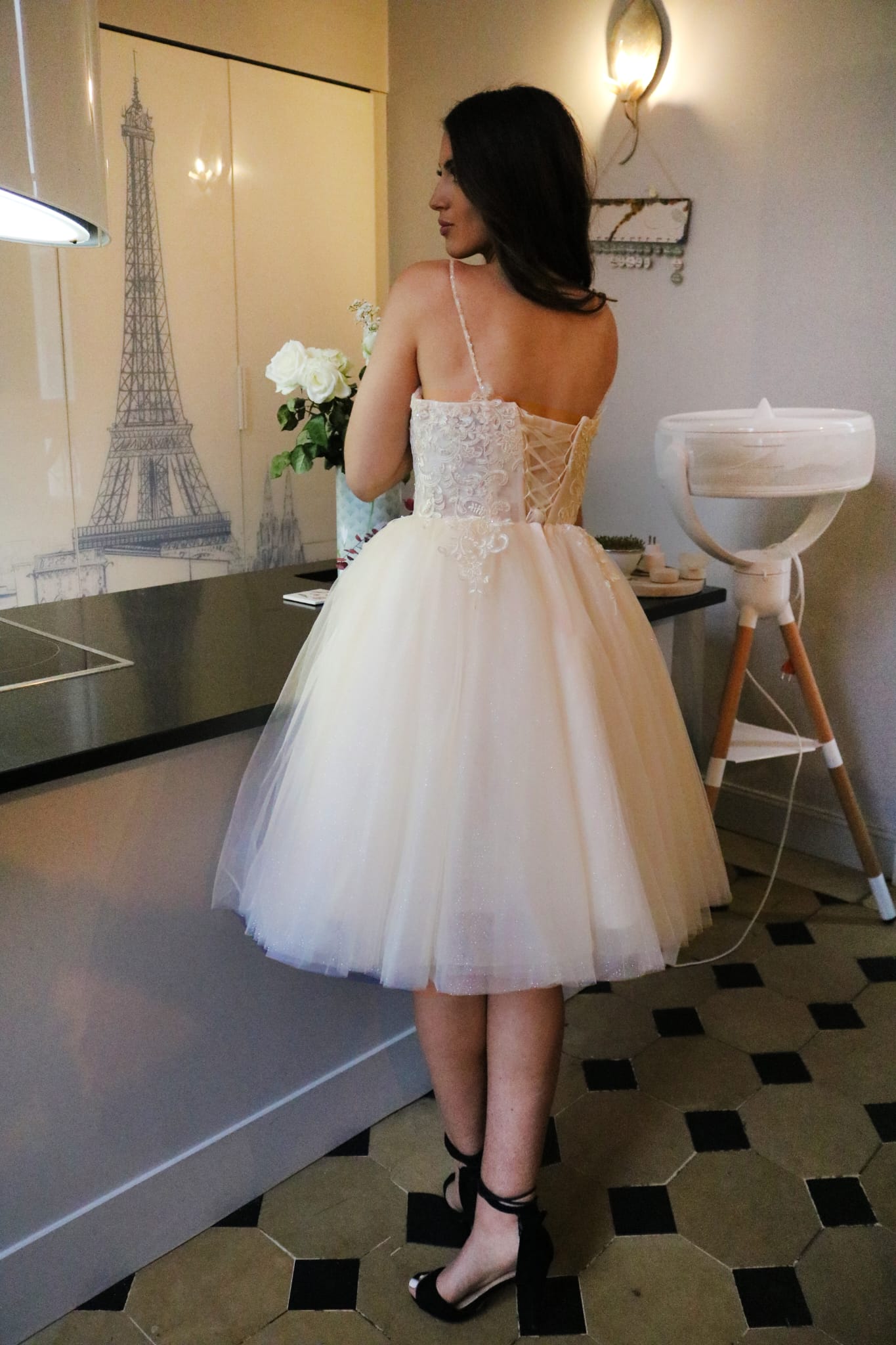 Vestido corto de tul D3812