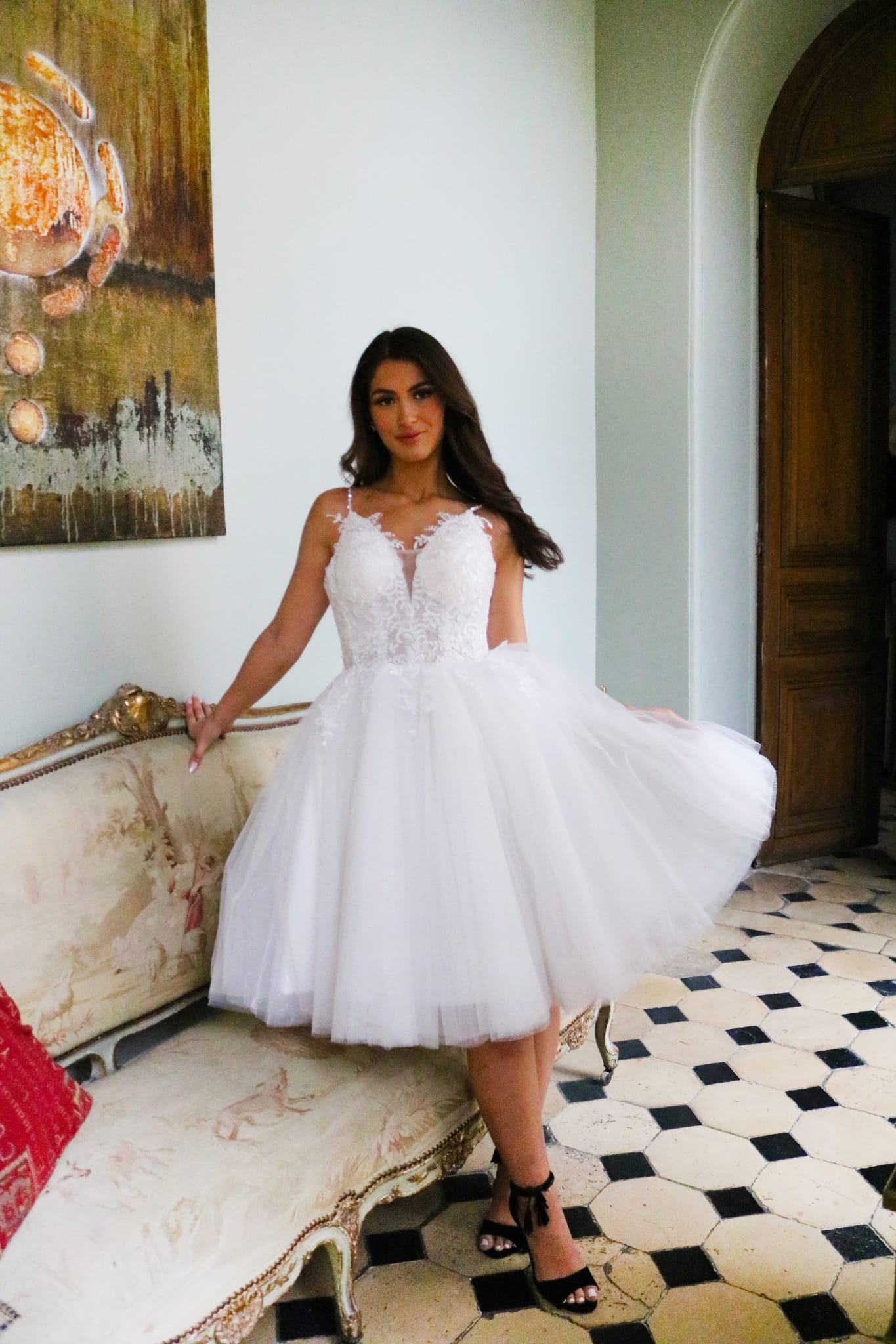 Vestido corto de tul D3812