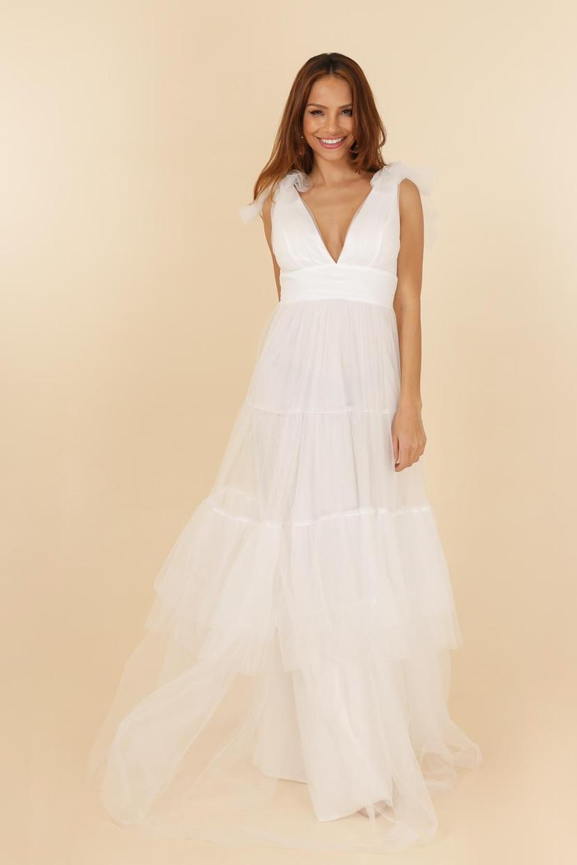 Vestido largo de tul 99139-A