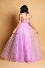 Vestido largo tul 7038