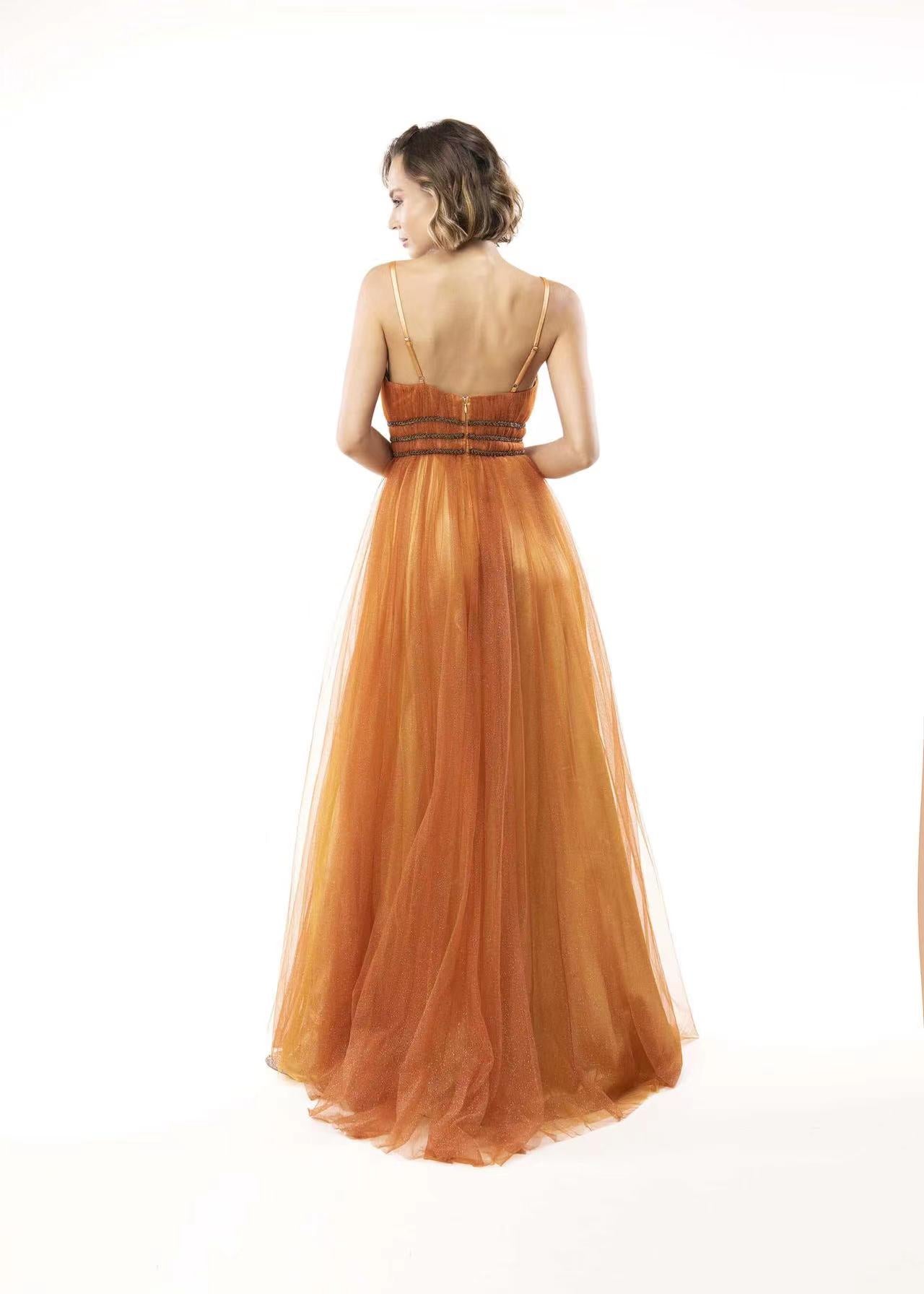 Vestido largo brillos 19077