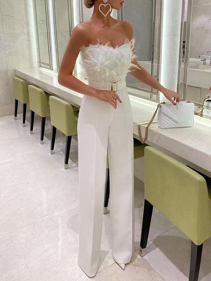 Long feather jumpsuit 502229