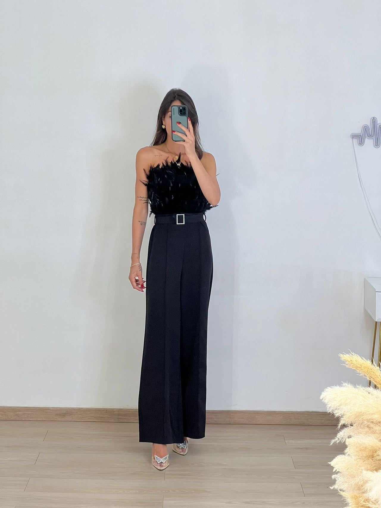 Long feather jumpsuit 502229