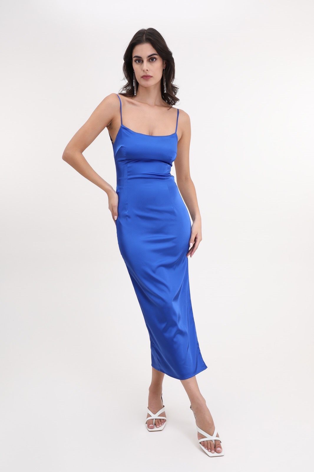 Vestido midi saten 858063