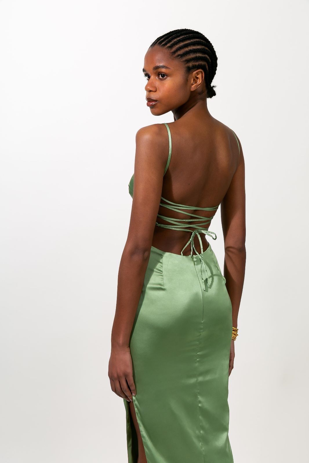 Vestido midi saten 858063