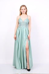 Long satin dress 9372