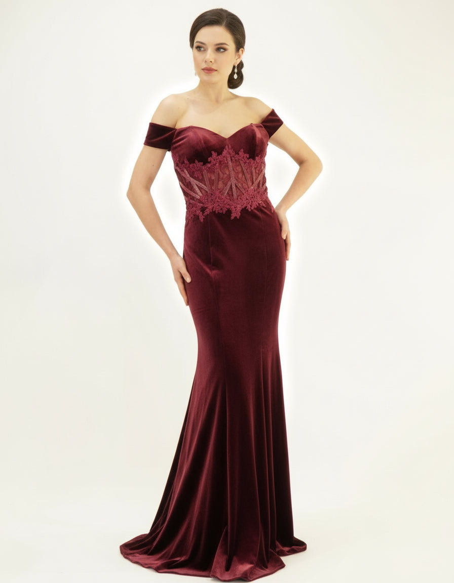 Long velvet dress F7072