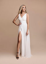 Vestido corte griego blanco R1465