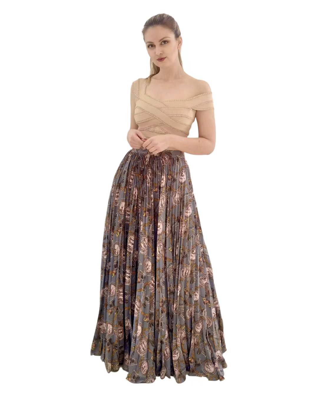 PRINTED PLEATED SKIRT Z221-1