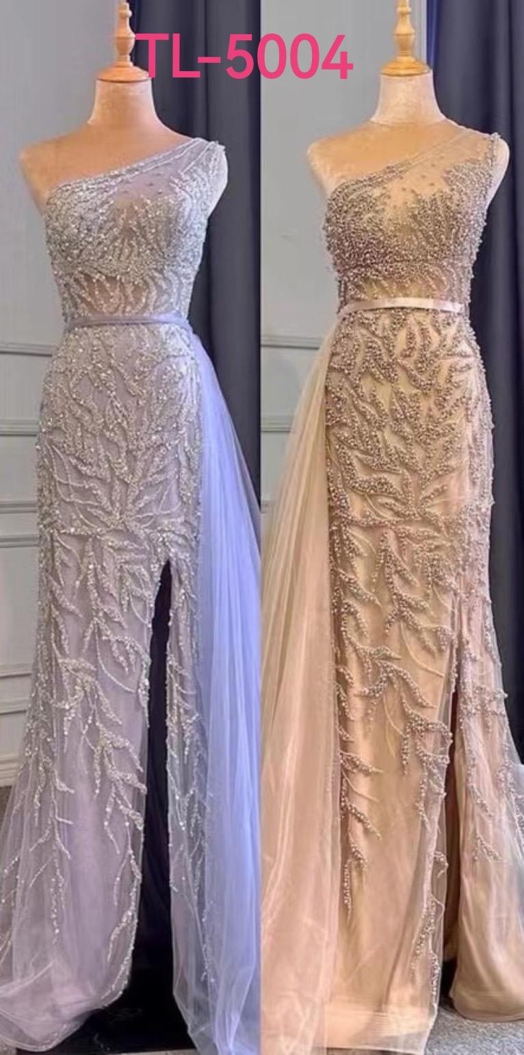 Vestido sirena, bordado con pedreria TL-5004